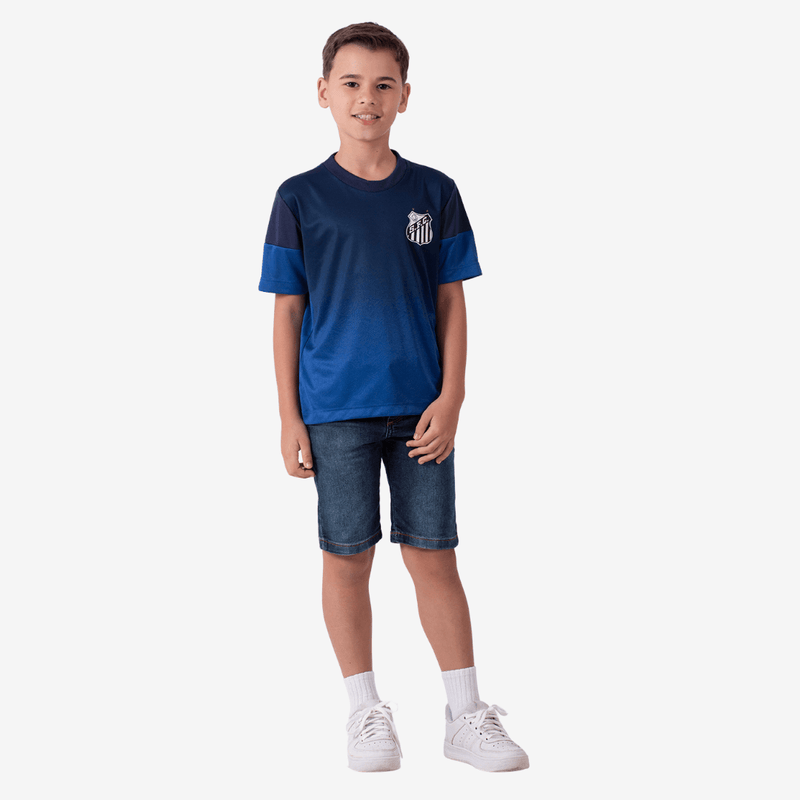 Camisa Casual Santos Maré Azul Infantil - Masculina